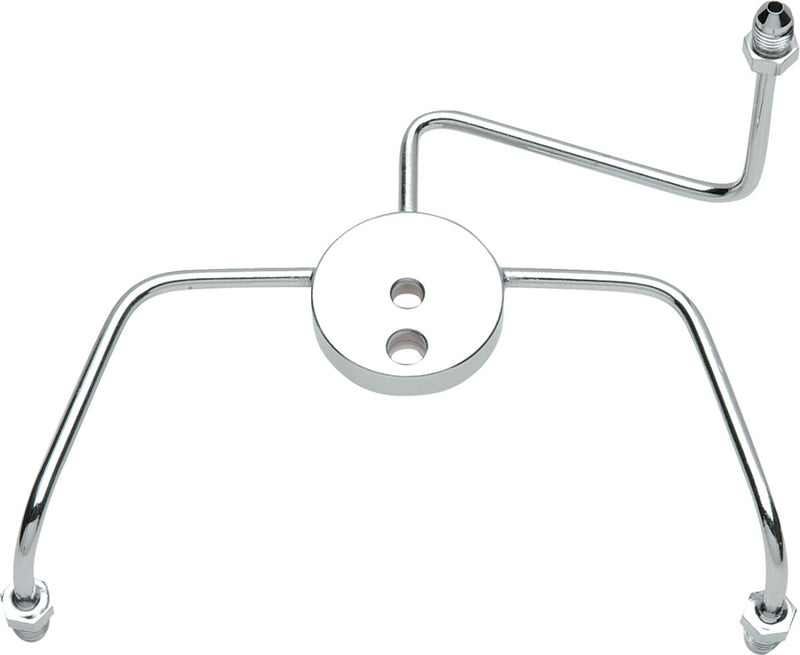 Drag Specialties Chrome Steel Front Brake Tee with Fittings for Dual-disc Applications - Brake Line, Each
