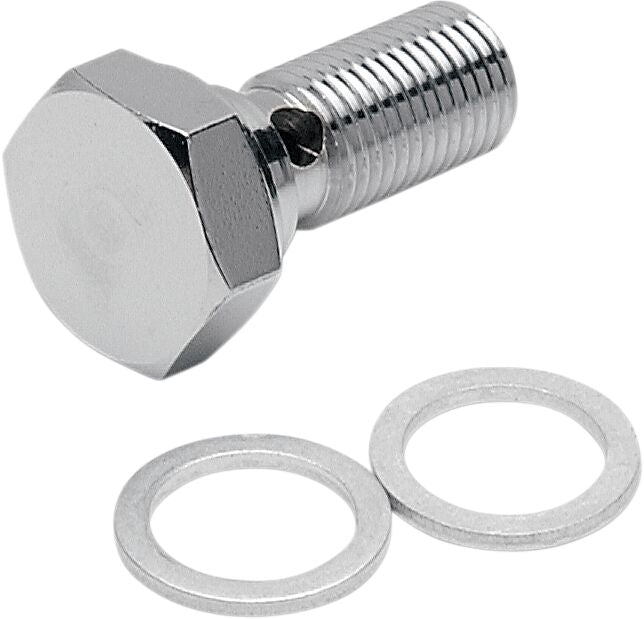 Drag Specialties Universal Chrome Steel Banjo Bolt - Step-Down, Each, Single - Chrome / Silver