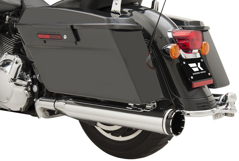 Khrome Werks Chrome Dominator 2:2 3-Stepped Header, 4.5" Mufflers W/Tracer Tips for 2009-2016 Harley-Davidson Touring Motorcycles