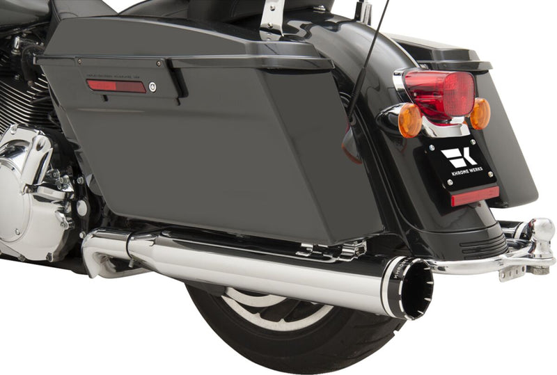 Khrome Werks Chrome Dominator 2:2 3-Stepped Header, 4.5" Mufflers W/Tracer Tips for 2009-2016 Harley-Davidson Touring Motorcycles