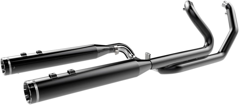 Khrome Werks Black Dominator 2:2 3-Stepped Header, 4.5" Mufflers W/Tracer Tips for 2009-2016 Harley-Davidson Touring Motorcycles