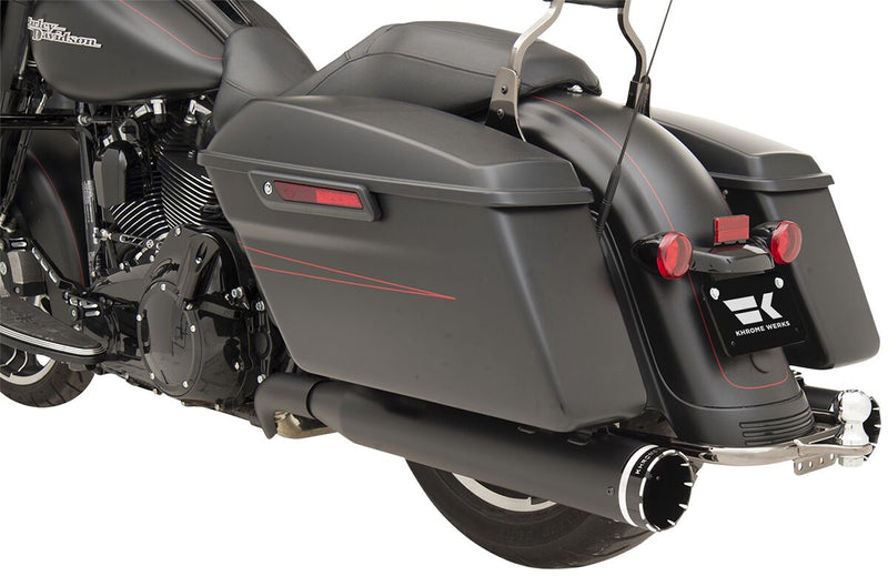 Khrome Werks Black Dominator 2:2 3-Stepped Header, 4.5" Mufflers W/Tracer Tips for 2009-2016 Harley-Davidson Touring Motorcycles