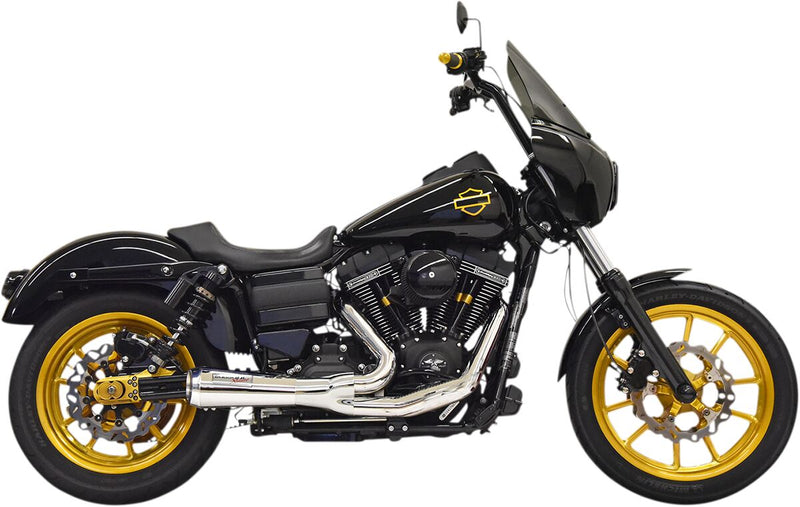 Bassani Chrome Ripper Short Road Rage 2 Into 1 Exhaust System for 2006-2017 Harley-Davidson Dyna Motorcycles