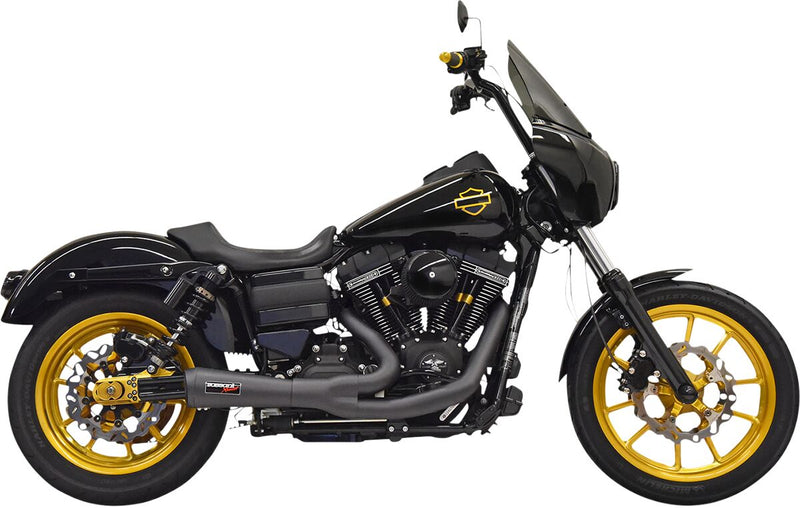 Bassani Black Ripper Short Road Rage 2 Into 1 Exhaust System for 2006-2017 Harley-Davidson Dyna Motorcycles