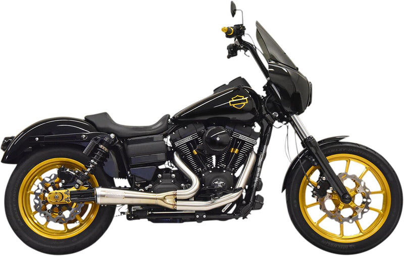 Bassani Stainless Steel Ripper Short Road Rage 2 Into 1 Exhaust System for 2006-2017 Harley-Davidson Dyna Motorcycles