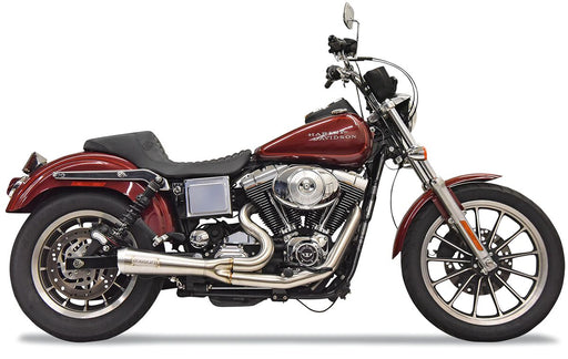 Bassani Stainless Steel Ripper Short Road Rage 2 Into 1 Exhaust System w/Mid Controls for 1993-2005,2007-2008 Harley-Davidson Dyna Low Rider and 1991 Harley-Davidson Dyna Sturgis Motorcycles