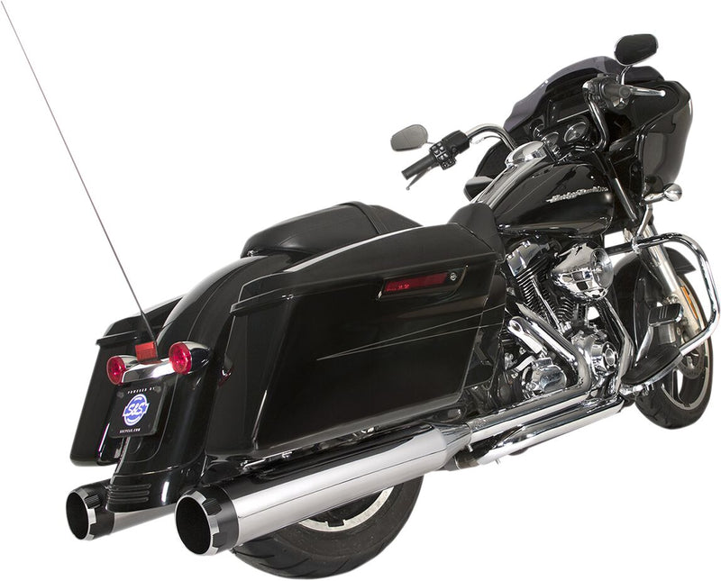 S&S Cycle Chrome w/Black Thruster Endcaps 2 Into 2 El Dorado Exhaust System for 2009-2016 Harley-Davidson Touring Models #550-0677B