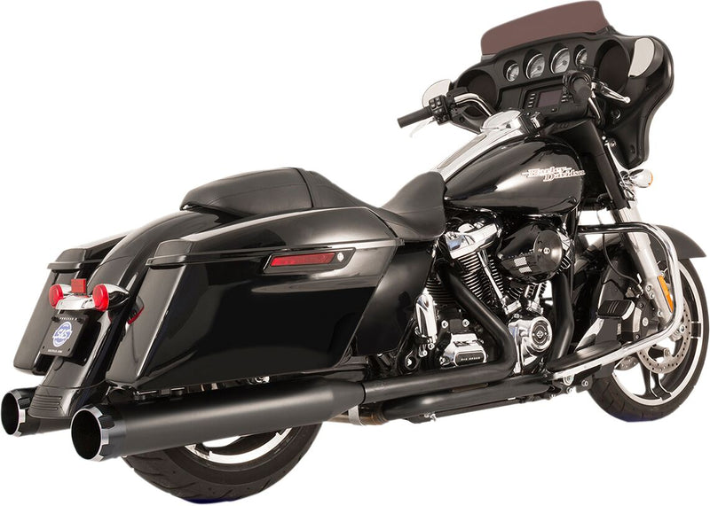 S&S Cycle El Dorado 2 Into 2 Exhaust System In Chrome With Black Thruster End Caps For Harley-Davidson 2017-2023 M8 Touring Models #550-0700C