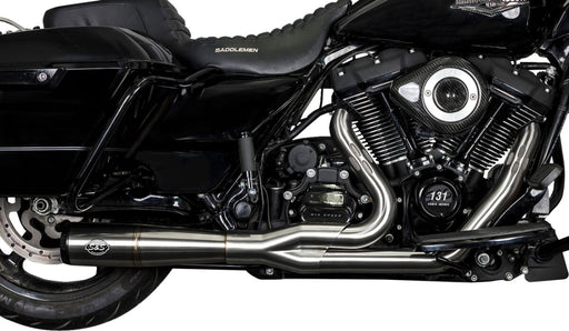 S&S Cycle 2-into-1 Diamondback Exhaust System for 2017-2025 Harley-Davidson Brushed Silver Race Stainless Steel