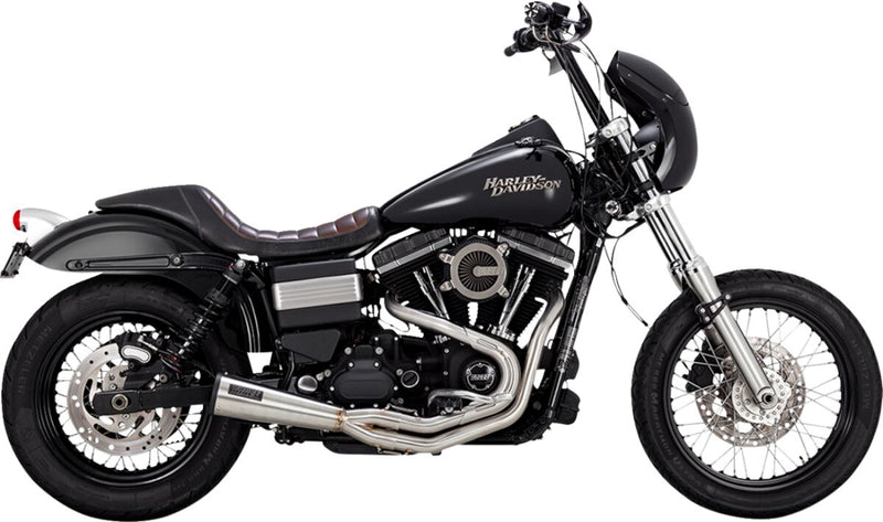 Vance & Hines 2-into-1 Upsweep Exhaust System - 304 Stainless Steel, Each - Brushed for Harley-Davidson Dyna 1991-2017