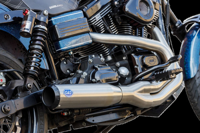 S&S Cycle 2-into-1 Qualifier Exhaust System for 2006-2007 Harley-Davidson FXD Brushed Silver Stainless Steel Each