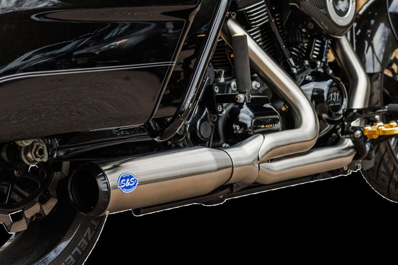 S&S Cycle 2-into-1 Qualifier Exhaust System for 2017-2025 Harley-Davidson Brushed Silver Race Stainless Steel Each