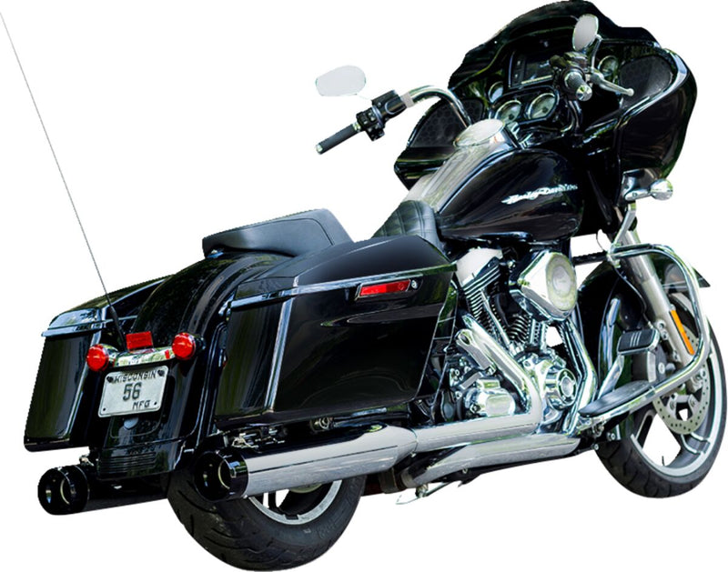 S&S Cycle Black Performance Mufflers w/Chrome Thruster End Cap for 1995-2016 Harley-Davidson Touring and 2015-2017 Harley-Davidson Trike