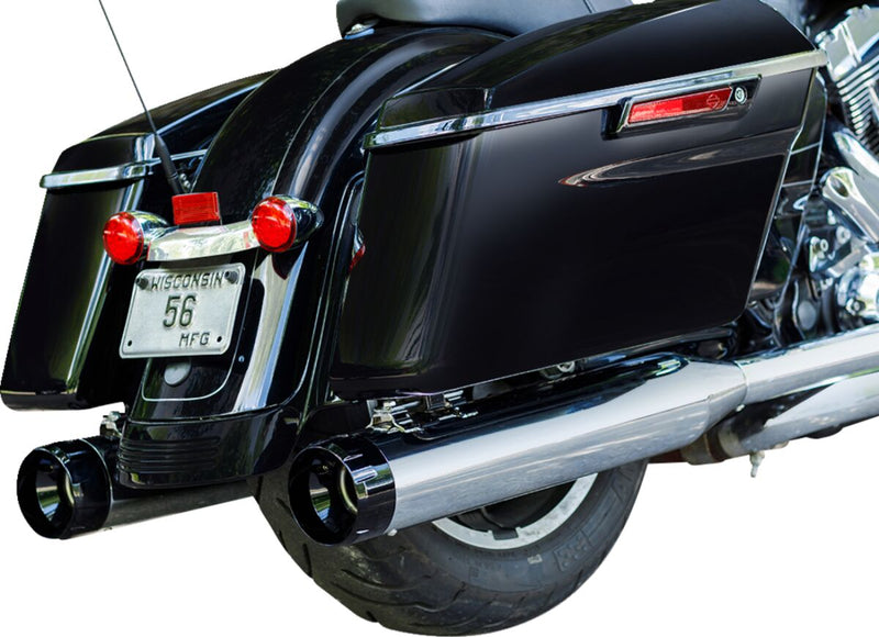 S&S Cycle Black Performance Mufflers w/Chrome Thruster End Cap for 1995-2016 Harley-Davidson Touring and 2015-2017 Harley-Davidson Trike #550-0619