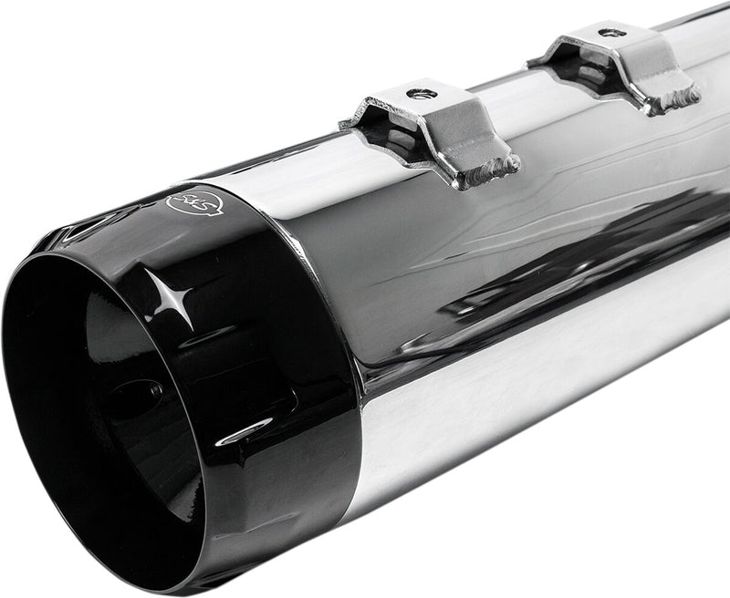 S&S Cycle Black Performance Mufflers w/Chrome Thruster End Cap for 1995-2016 Harley-Davidson Touring and 2015-2017 Harley-Davidson Trike #550-0619