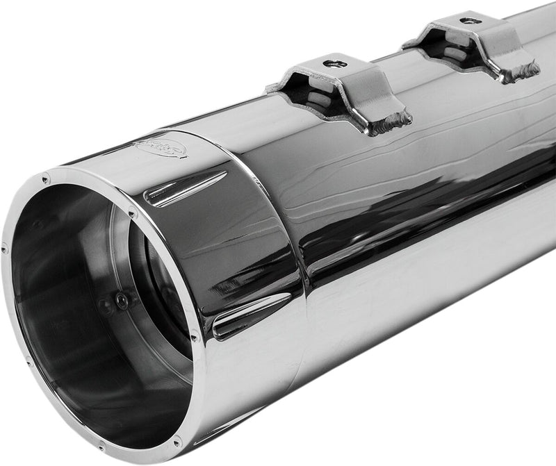 S&S Cycle Chrome Performance Mufflers w/Chrome Tracer End Cap for 1995-2016 Harley-Davidson Touring and 2015-2017 Harley-Davidson Trike #550-0624