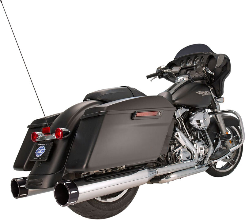 S&S Cycle Chrome Performance Mufflers w/Contrast Cut Tracer End Cap for 1995-2016 Harley-Davidson Touring and 2015-2017 Harley-Davidson Trike #550-0623