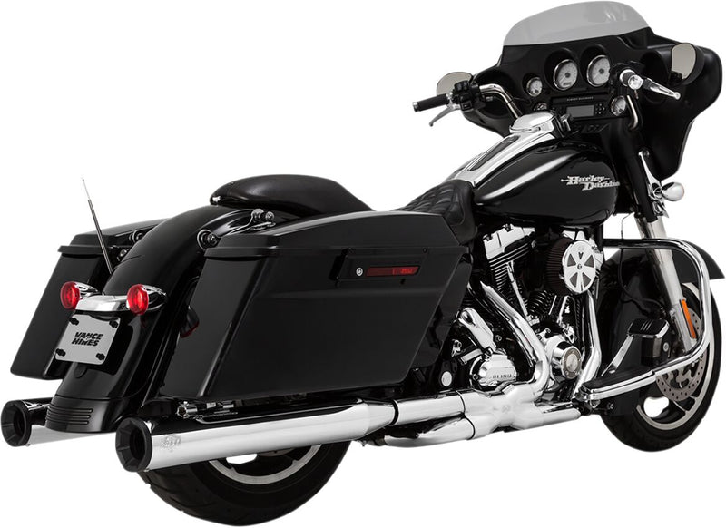 Vance & Hines Eliminator 400 Slip-on Mufflers NON-PCX In Chrome With Black End Caps For Harley-Davidson 1995-2016 Touring Motorcycles
