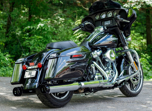 S&S Cycle Chrome 4-1/2 in. Mk45 Slip-on Mufflers w/Black Thruster End Caps for 2017-2026 Harley-Davidson Touring Models