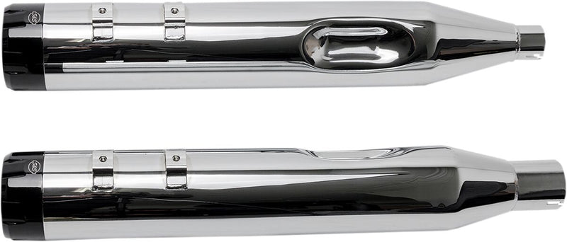S&S Cycle Chrome 4-1/2 in. Mk45 Slip-on Mufflers w/Black Thruster End Caps for 2017-2026 Harley-Davidson Touring Models #550-0664