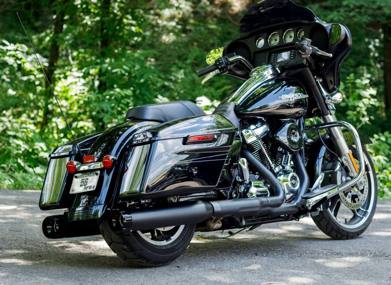 S&S Cycle Hi-Temp Black Ceramic 4-1/2 in. Mk45 Slip-On Mufflers w/Black Thruster End Caps for 2017-2026 Harley-Davidson Touring Models #550-0666