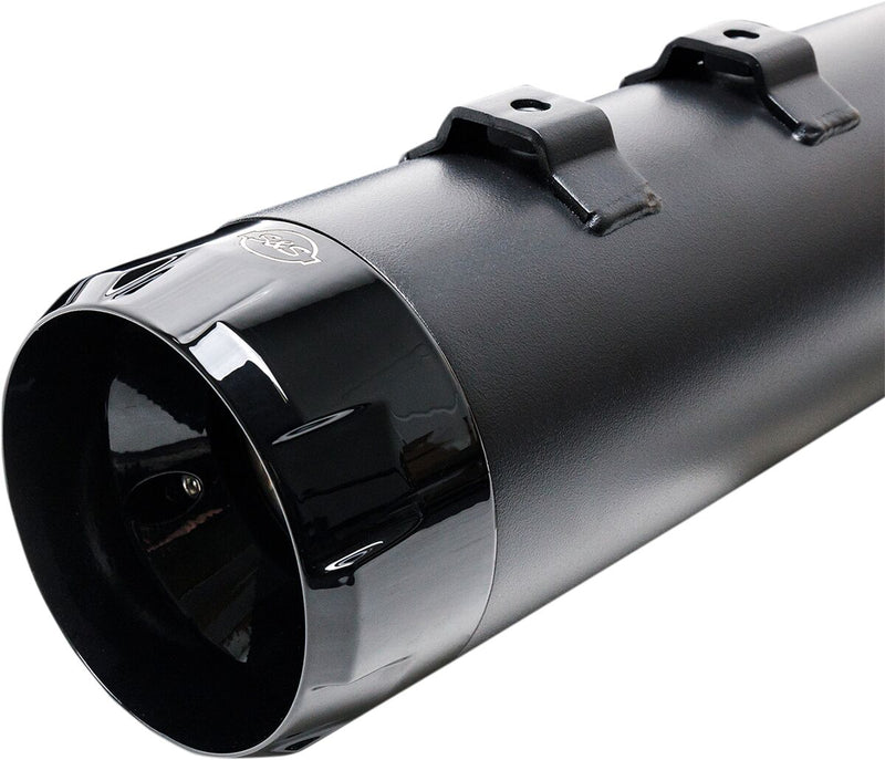 S&S Cycle Hi-Temp Black Ceramic 4-1/2 in. Mk45 Slip-On Mufflers w/Black Thruster End Caps for 2017-2026 Harley-Davidson Touring Models #550-0666