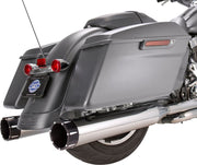 S&S Cycle Chrome 4-1/2 in. Mk45 Slip-On Mufflers w/Black Contrast Machined Tracer End Caps for 2017-2026 Harley-Davidson Touring Models