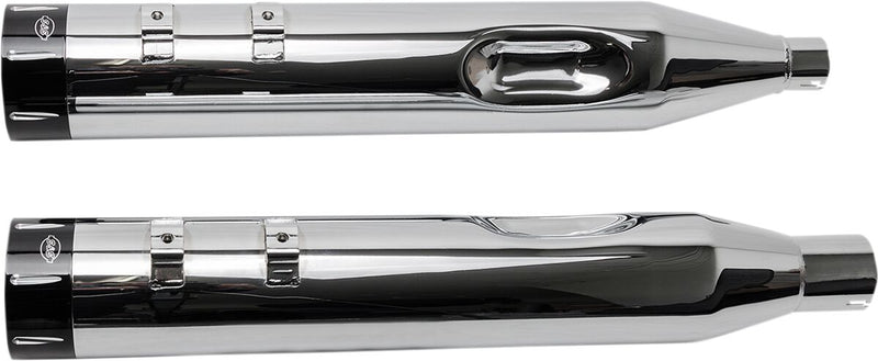 S&S Cycle Chrome 4-1/2 in. Mk45 Slip-On Mufflers w/Black Contrast Machined Tracer End Caps for 2017-2026 Harley-Davidson Touring Models #550-0668