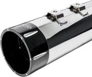 S&S Cycle Chrome 4-1/2 in. Mk45 Slip-On Mufflers w/Black Contrast Machined Tracer End Caps for 2017-2026 Harley-Davidson Touring Models #550-0668