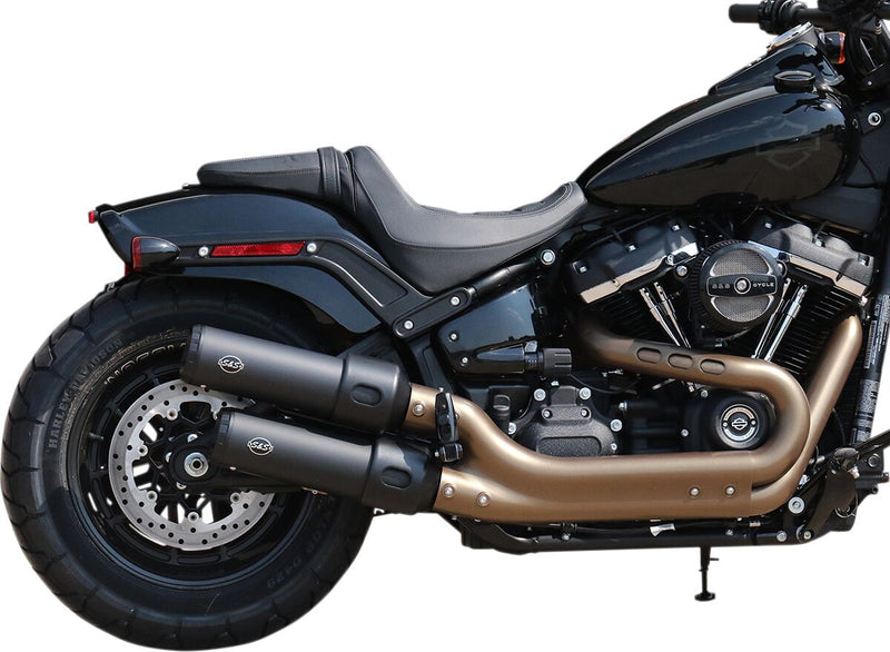 S&S Cycle Black Grand National Slip-Ons for 2018-2023 Harley-Davidson Softail Fat Bob 114 - FXFBS and 2018-2019 Harley-Davidson Softail Fat Bob - FXFB Motorcycles #550-0734