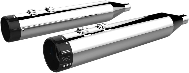 Khrome Werks Chrome 4.50 in. HP-Plus Slip-On Mufflers w/Black Klassic End Caps for 2015-2019 Harley-Davidson Trike and 1996-2016 Harley-Davidson Touring Motorcycles