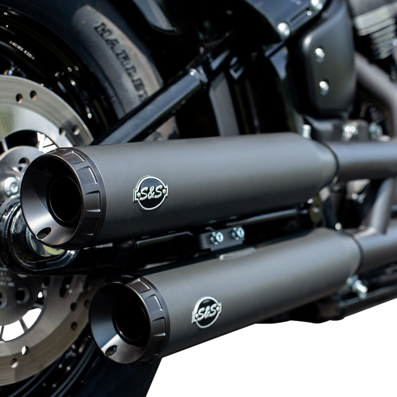 S&S Cycle Black Ceramic Grand National Slip-On Mufflers for 2018-2022 Harley-Davidson Softail