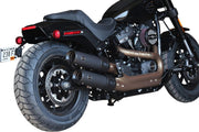 S&S Cycle Grand National EC Approved Slip-On Mufflers In Black With Black End Caps For Harley-Davidson 2018-2024 Softail Fat Bob Models #550-0827
