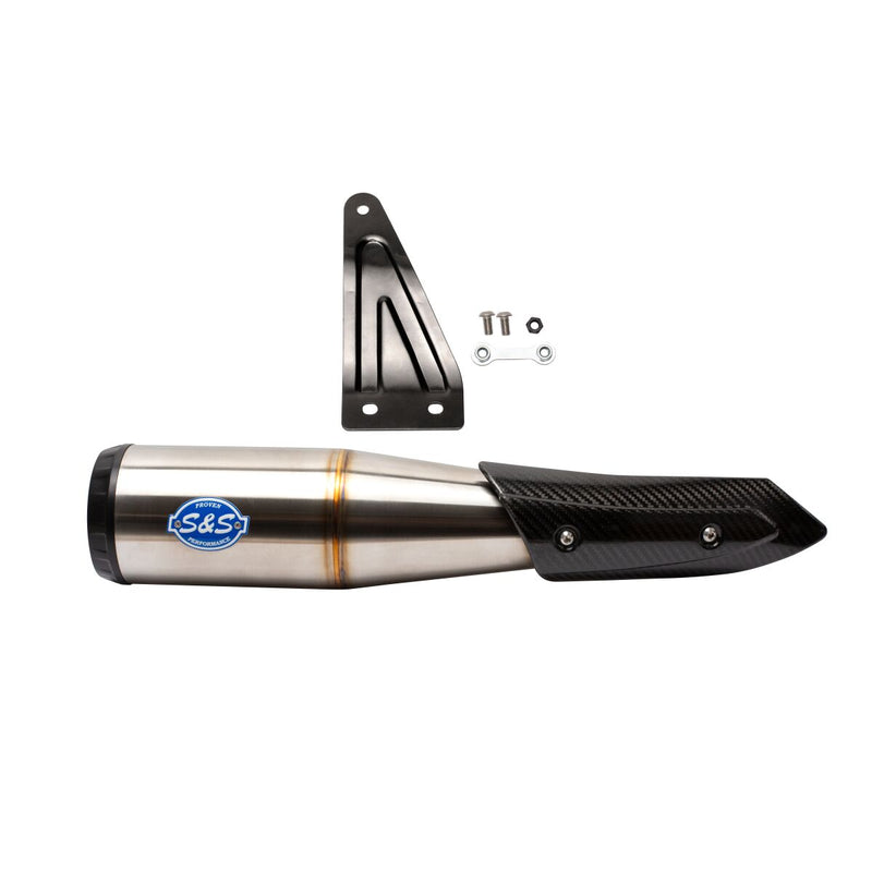 S&S Cycle Grand National EC Approved Slip-On Muffler In Stainless Steel With Black End Cap For Indian 2019-2022 FTR 1200 Models #550-0962