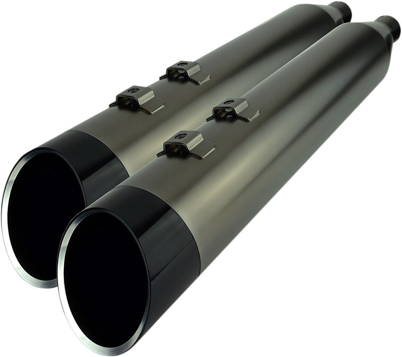 Khrome Werks 4-1/2" Hp-plus® Slip-on Mufflers - Straight Can, Pair - Satin / Smoked Chrome for Harley-Davidson Touring 2017-2025