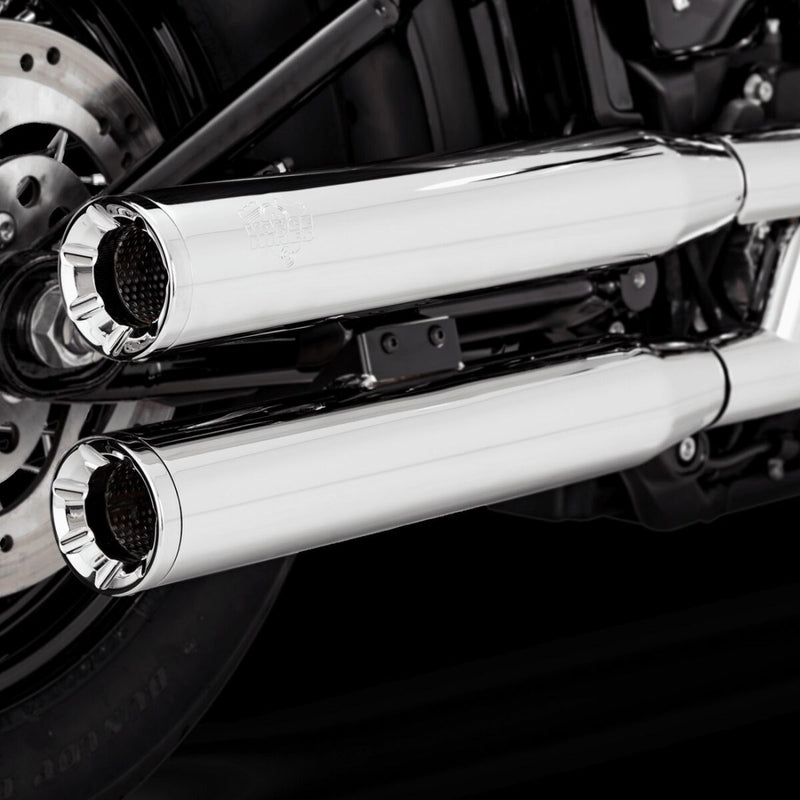 Vance & Hines Eliminator 300 Slip-On Mufflers With PCX Exhausts In Chrome For Harley-Davidson 2018-2024 Softail Models