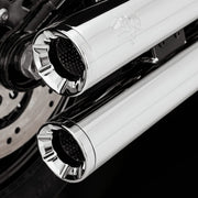 Vance & Hines Eliminator 300 Slip-On Mufflers With PCX Exhausts In Chrome For Harley-Davidson 2018-2024 Softail Models