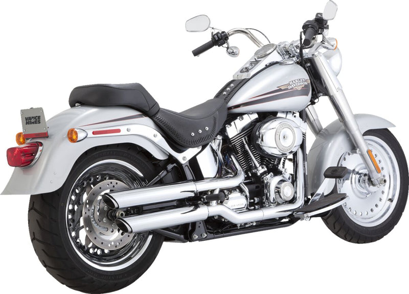 Vance & Hines Twin Slash Slip-On Mufflers With PCX Technology In Chrome For Harley-Davidson 2007-2017 Fat Boy Models
