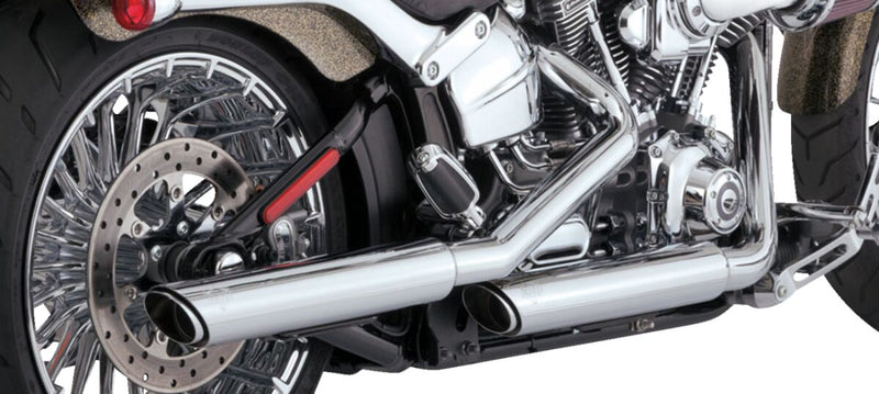 Vance & Hines Twin Slash Slip-On Mufflers With PCX Technology In Chrome For Harley-Davidson 2007-2017 Softail Standard & Heritage Models