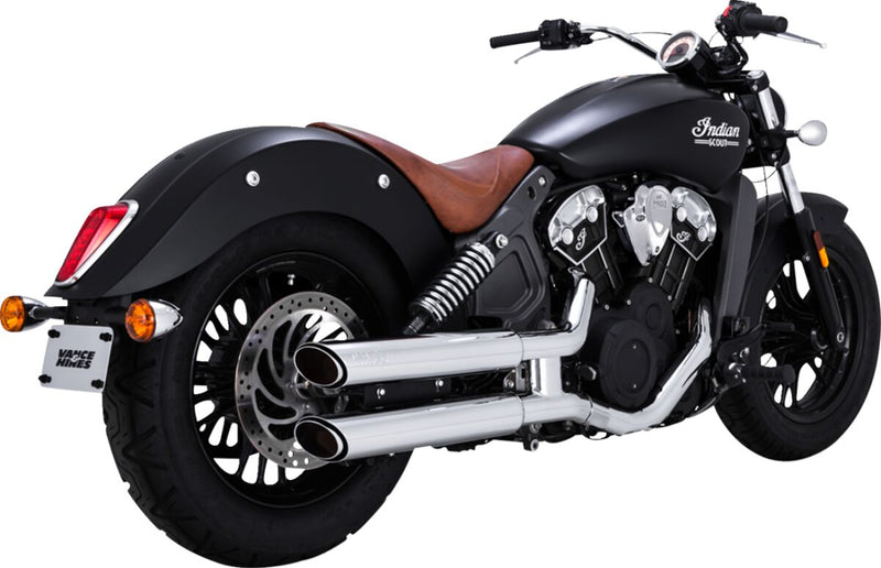 Vance & Hines Twin Slash 3 Inch Slip-Ons With PCX Technology In Chrome For Indian 2015-2024 Scout Models