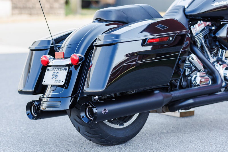 S&S Cycle 4-1/2" GNX Slip-On Mufflers for 1995-2016 Harley-Davidson Guardian Black Pair #550-1078