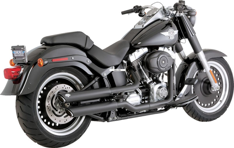 Vance & Hines Twin Slash 3" Slip-on Mufflers - Round, Pair - Black for Harley-Davidson Softail 2007-2009
