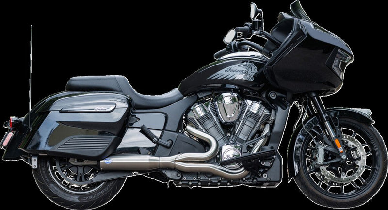 S&S Cycle 2-into-1 Qualifier Exhaust System for 2020-2023 INDIAN CHALLENGER 108 ABS Brushed Silver Race Stainless Steel