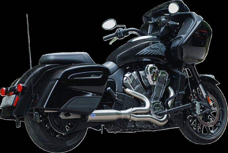 S&S Cycle 2-into-1 Qualifier Exhaust System for 2020-2023 INDIAN CHALLENGER 108 ABS Brushed Silver Race Stainless Steel Each