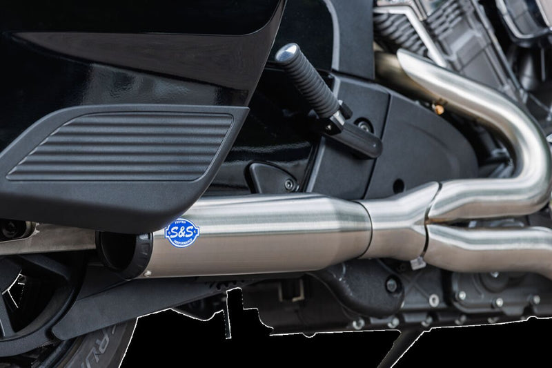 S&S Cycle 2-into-1 Qualifier Exhaust System for 2020-2023 INDIAN CHALLENGER 108 ABS Brushed Silver Race Stainless Steel #550-1082