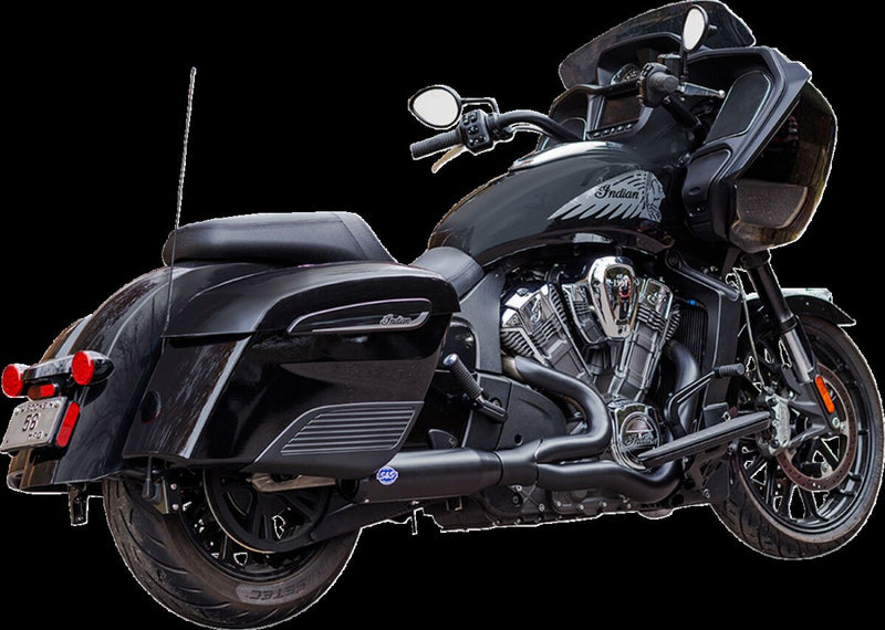 S&S Cycle 2-into-1 Qualifier Exhaust System for 2020-2023 INDIAN CHALLENGER 108 ABS Guardian Black Race Stainless Steel #550-1084