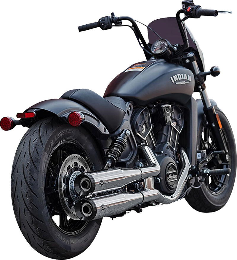 S&S Cycle Grand National Slip-On Mufflers for 2019-2023 INDIAN SCOUT Show Chrome Silver Pair