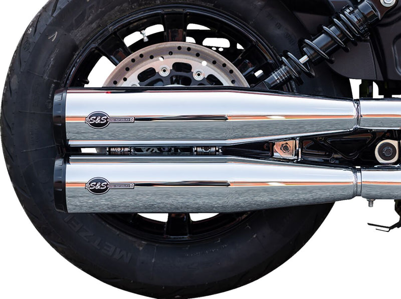 S&S Cycle Grand National Slip-On Mufflers for 2019-2023 INDIAN SCOUT Show Chrome Silver Pair