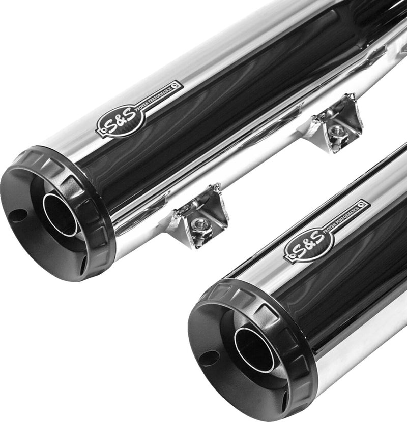 S&S Cycle Grand National Slip-On Mufflers for 2019-2023 INDIAN SCOUT Show Chrome Silver Pair