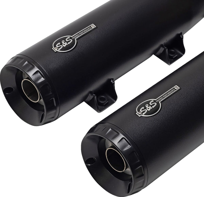 S&S Cycle Grand National Slip-On Mufflers for 2019-2023 INDIAN SCOUT Guardian Black Pair